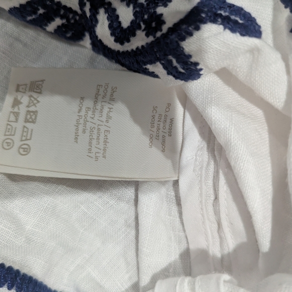 Boden White Linen Dress with Navy Embroidery - Picture 9 of 15